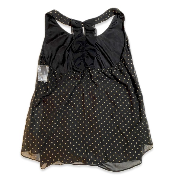 Bisou Bisou Gold Polka Dot Black Tank Top Size XL - Picture 2 of 4